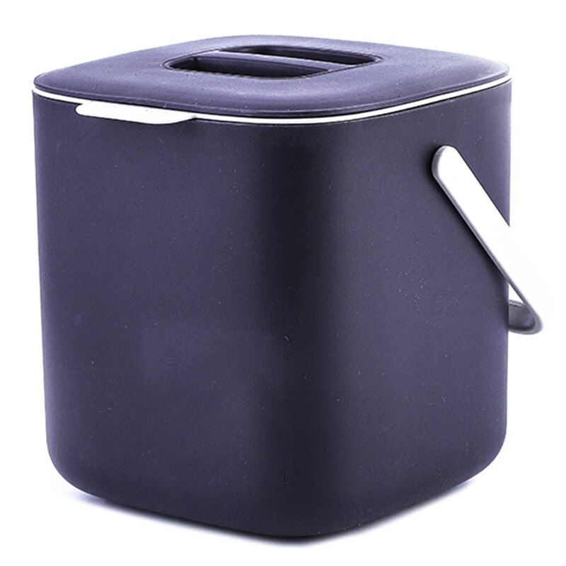 Plastic Kitchen Food Waste Trash Can Compost with Drainer Rubbish Container Organizer Accessories Tools: Dark Gray