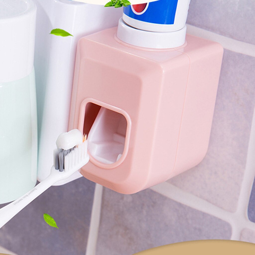 Toothpaste Dispenser Squeezer Plastic Wall-mounted Adhesive Automatic Toothpaste Dispenser Squeezer porta pasta de die @B