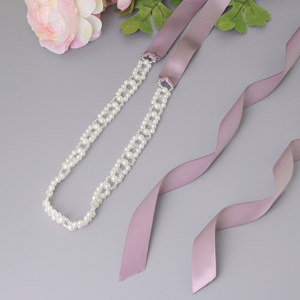 Trixy s246 pérolas faixas cinto de casamento cristal nupcial faixa marfim pérolas miçangas cinto nupcial faixa vestidos de casamento acessórios: antique voilet