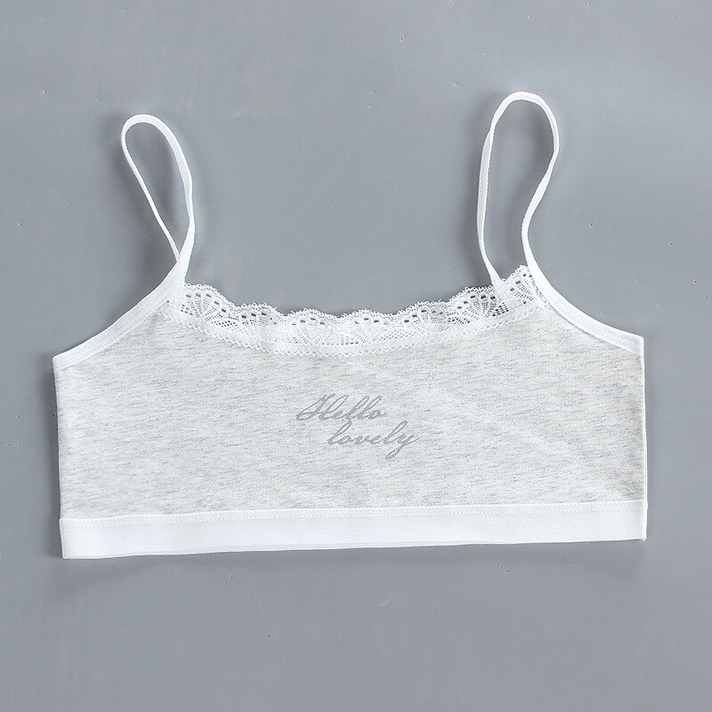 3 pz/lotto reggiseno di addestramento della biancheria intima del cotone molle adolescente del merletto delle ragazze del reggiseno 8-16 anni: 4