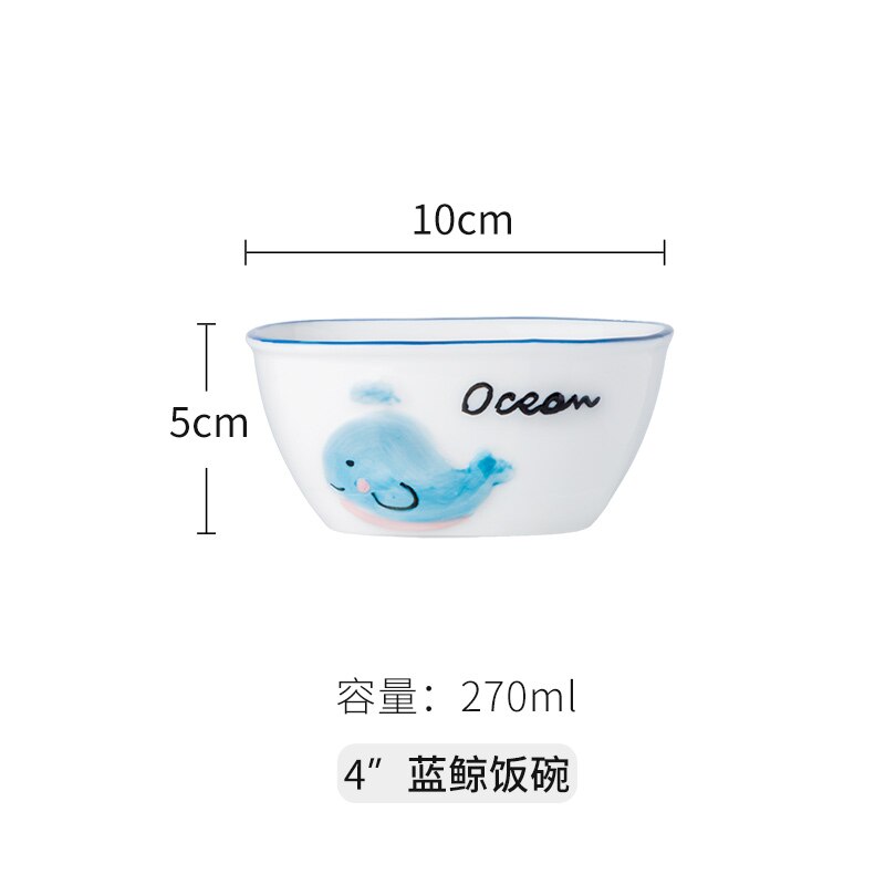 Leuke Walvis Salade Schotel Cartoon kinderen Keramische Servies Baby Plaat Ontbijt Plaat Creatieve Mermaid Cup Blue Angel CL121811