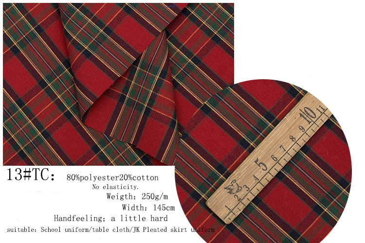 145 cmx 50cm polyester bomuld twill check klud garn farvet skotsk plaid stof til tøj tøjposer jk plisseret nederdel ensartet: Tc13