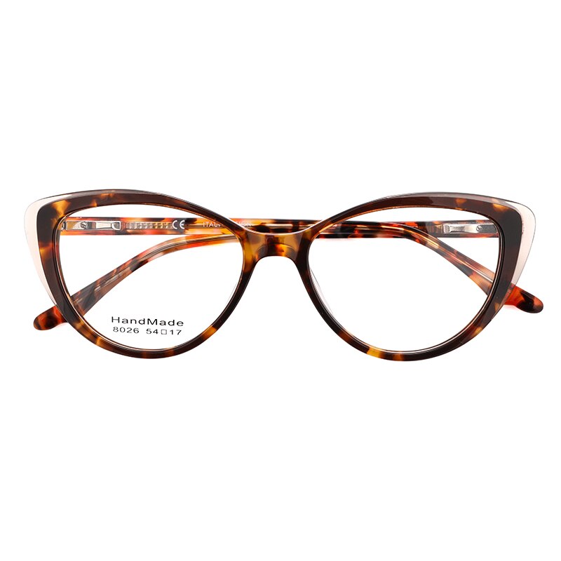 Acetate Cat Eye Women's Decorative Glasses Transparent Round Prescription Glasses Without Diopter Unusual Female Eyeglasses: Khaki