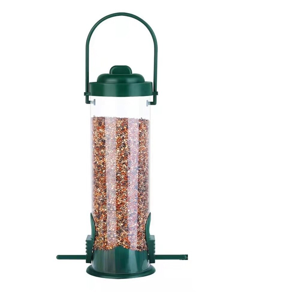 Outdoor Hanging Bird Feeder Plastic Green Wild Bird Peanut Seed Nut Feeder Hanger Bird Supplies Standing Feeder Tableware: Green3