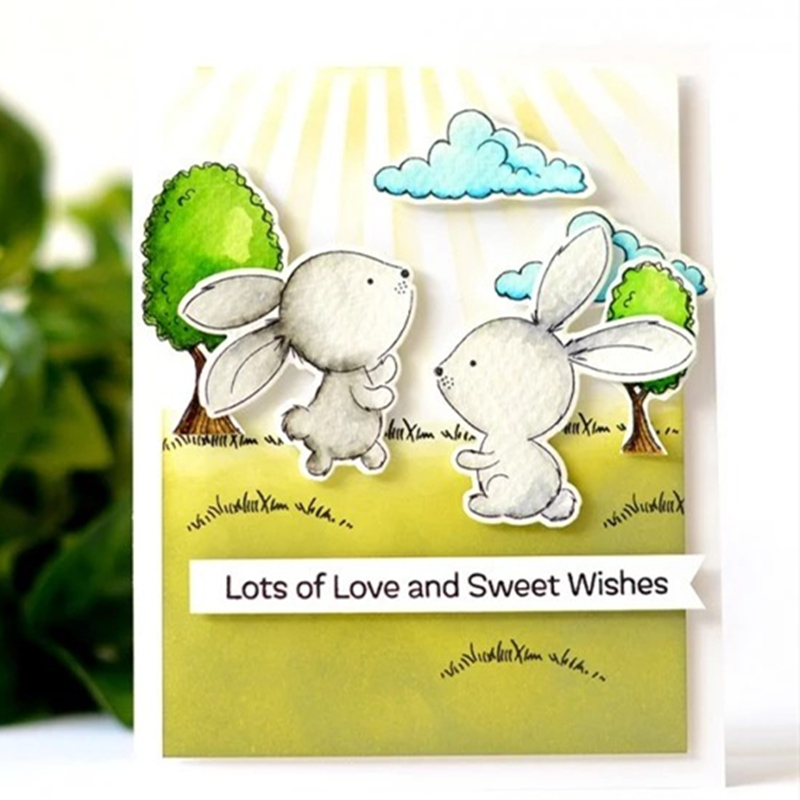 DIY Layer Metal Cutting Die and Scrapbooking For Paper Making Sweetest Somebunny Embossing Frame Card Craft Stamp Set