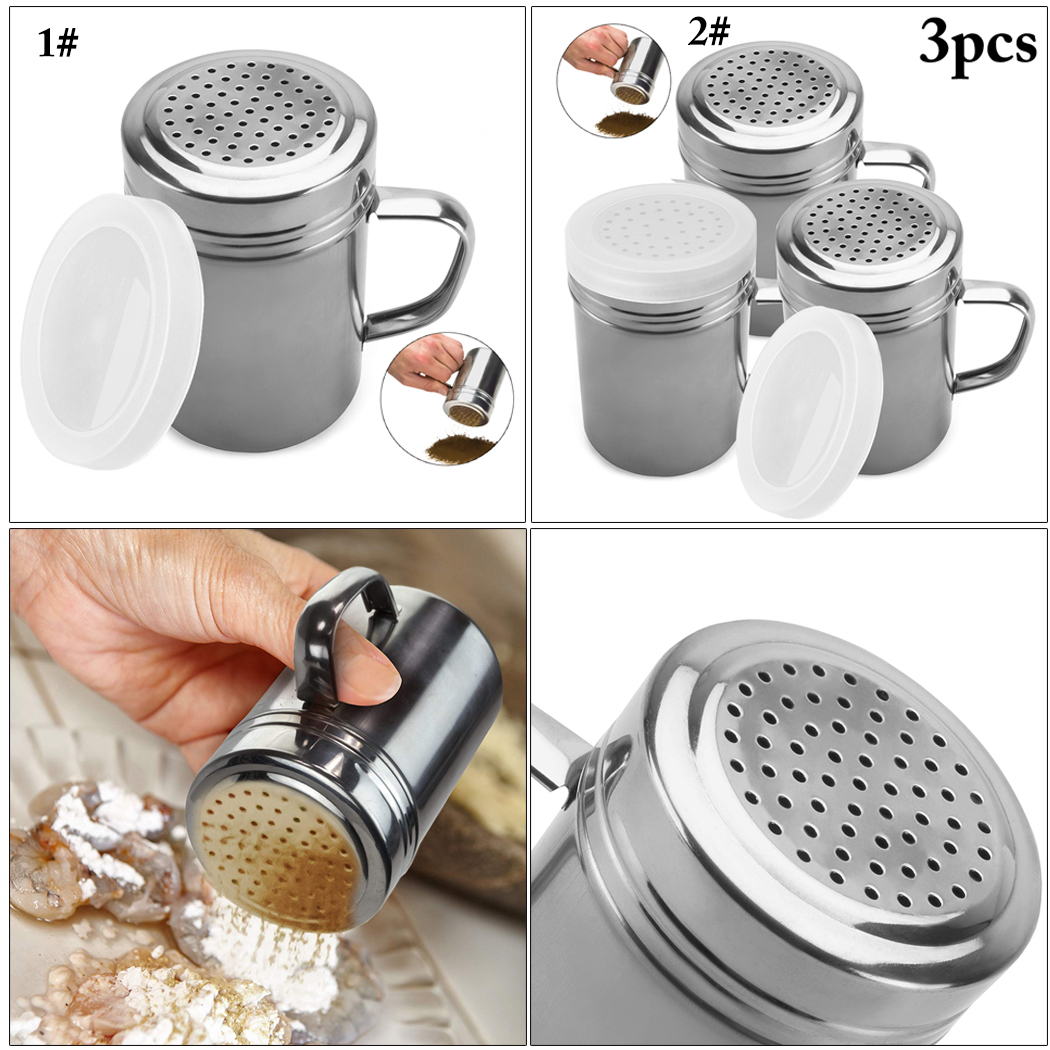 1/3pcs Seasoning Bottle Stainless Steel Seasoning Shaker Spice Bottle With Plastic Lid Kitchen Tools
