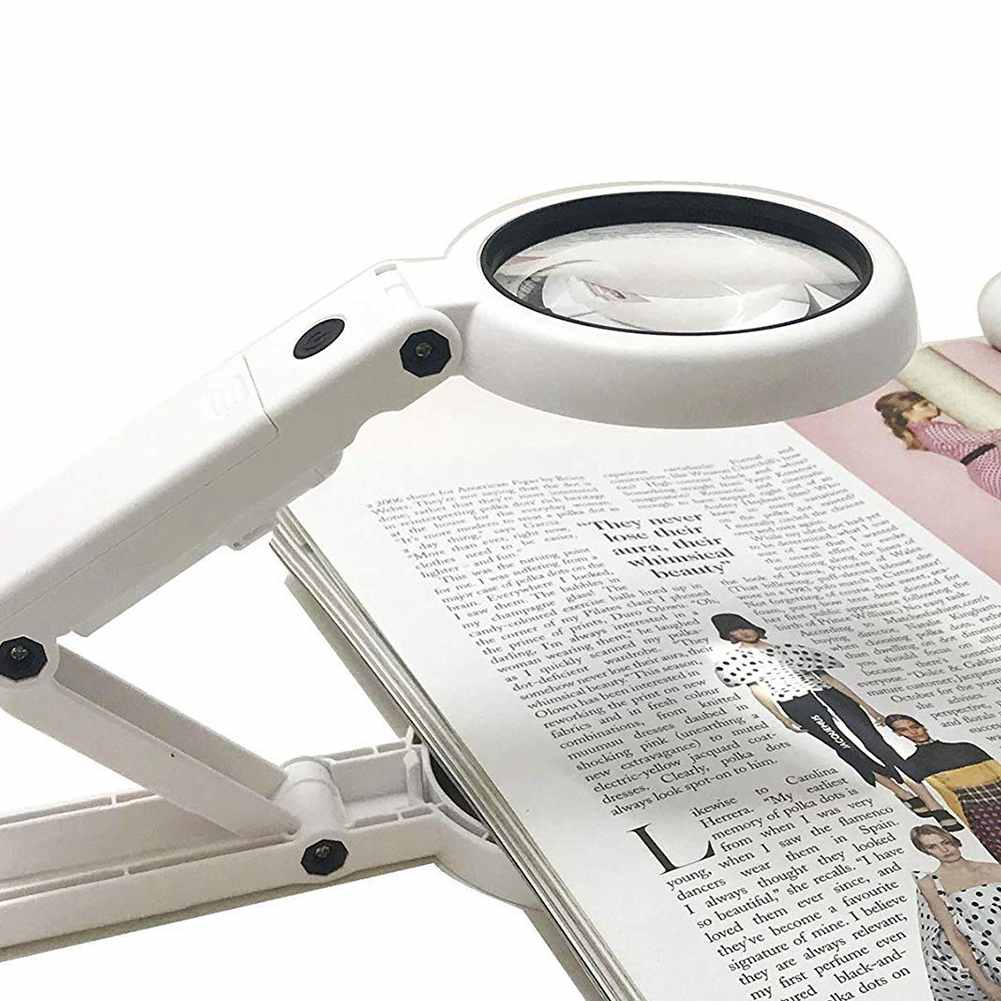 Hd Optical Illuminated Magnifying Glass-(5X + 11X) Magnification Lens,8 Led Lighted Usb Charge Magnifier Glass With Desktop An