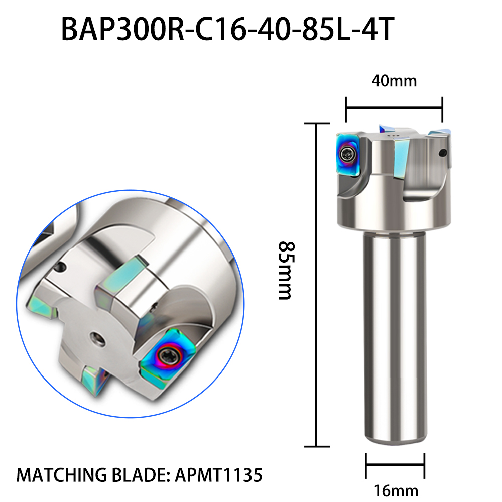Varilla de fresado integrada tipo torreta R0.8, vástago recto C16 C20, fresadora de torreta, herramienta, fresa de cara rugosa: 20 mm