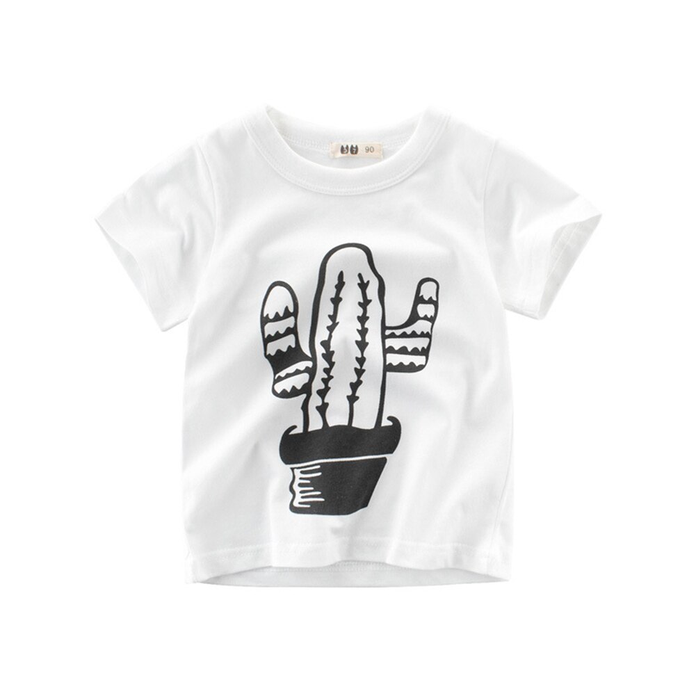 Kid Jongen Kleding Jongen Zomer Top Korte Mouwen Cartoon Leuke Cactus Patroon Wilde Mode Top Kleding 1-10T: B / 6T