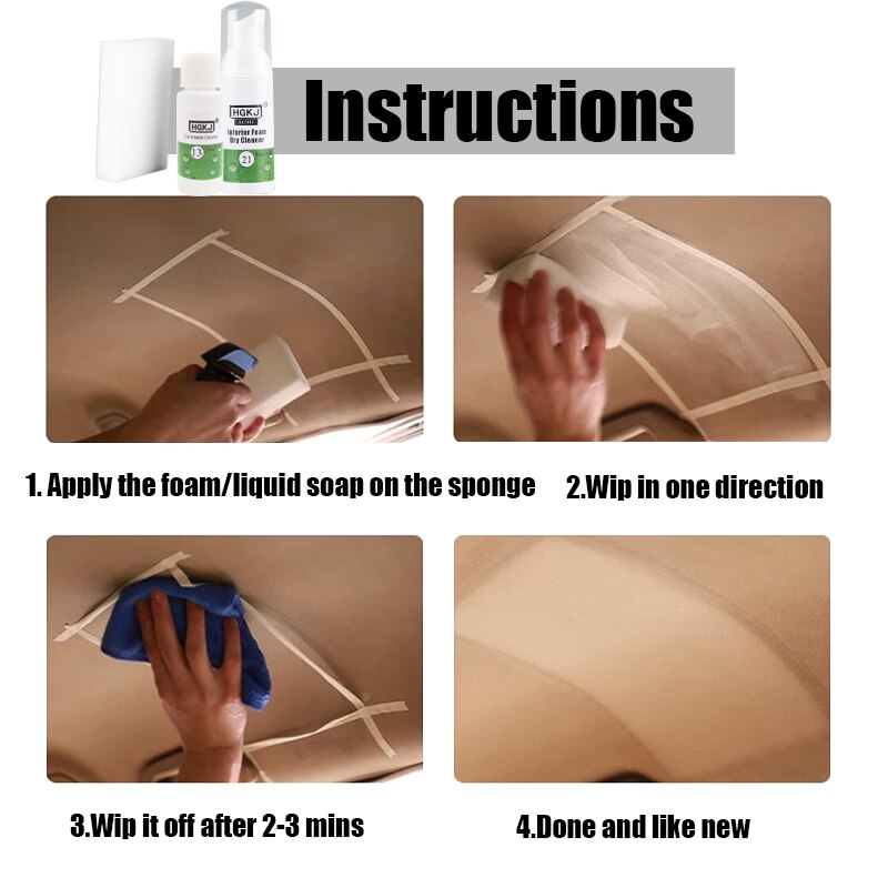 HGKJ Car Interior Cleaning Foam Dry Cleaner Stains Remover Seat Leather Care Car Leather Cleaner Repair Kit Car Interior Cleaner