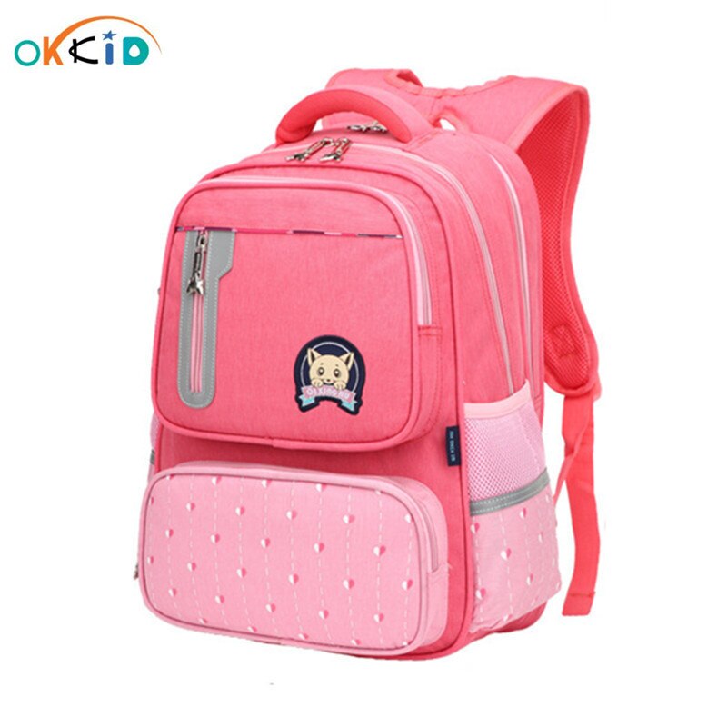 OKKID grundschule taschen für mädchen nette rosa Rucksack freundlicher schule Rucksack buch tasche freundlicher Rucksack reflektierende streifen