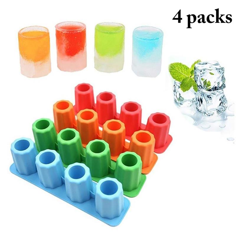 4pcs Ice Cube Tray Mold Makes Shot Glasses Ice Mould Novelty Ice Tray Summer Drinking Tool Ice Shot Glass Mold