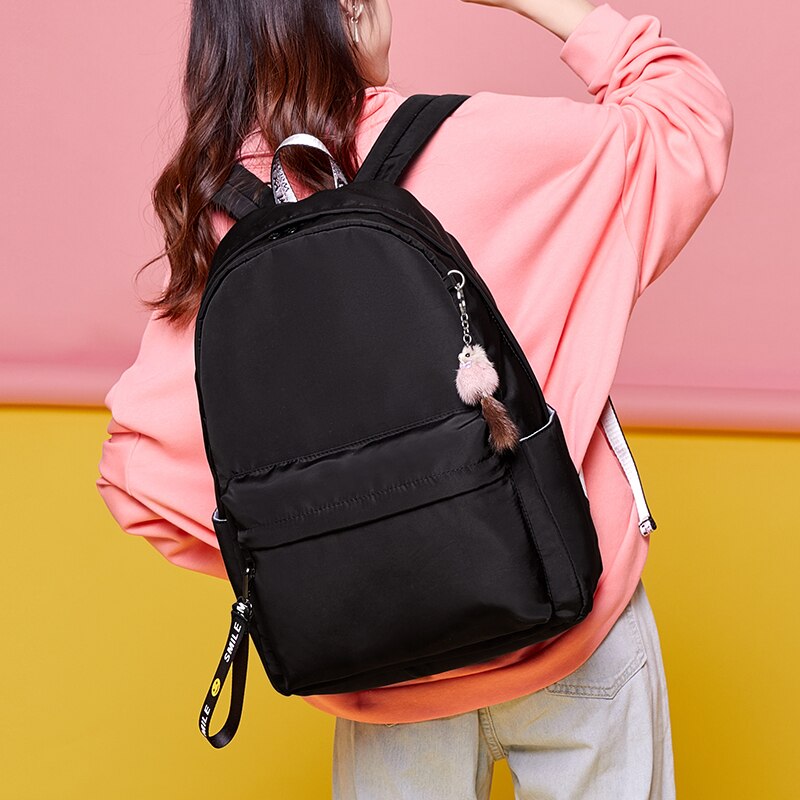 OKKID 2 teile/satz freundlicher schwarz schule Rucksack einstellen mädchen schule taschen Schüler wasserdichte Nylon Notizbuch Rucksack freundlicher buch tasche