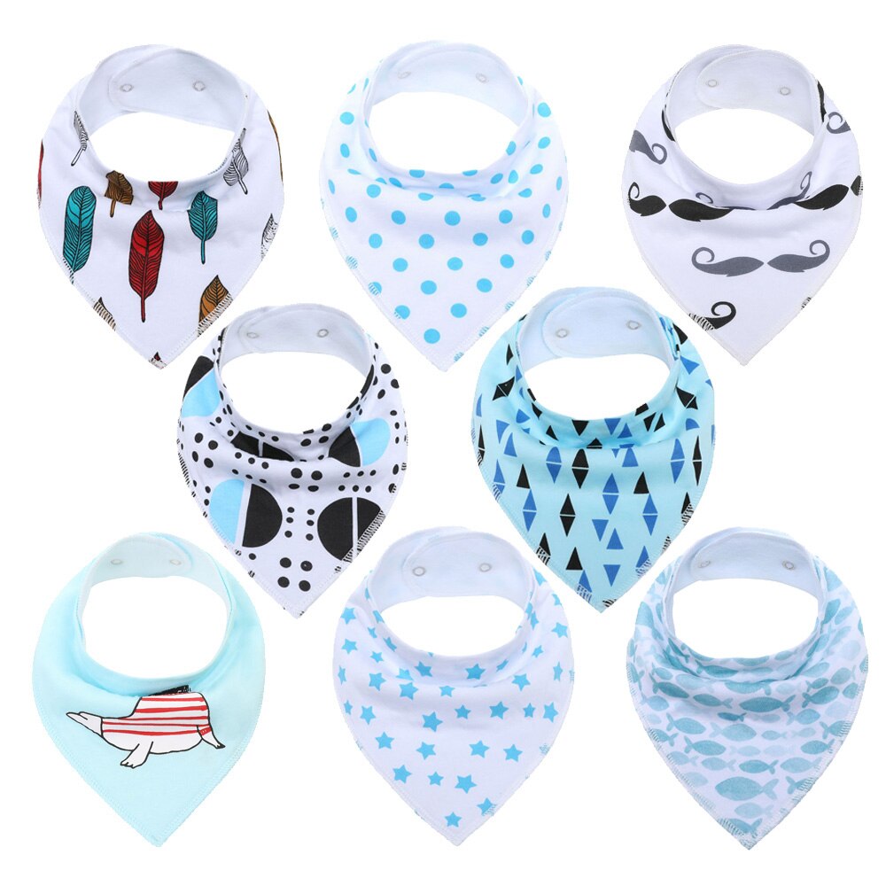 Bavoirs Bandana pour bébés, bavettes pour garçons et filles, 100% coton biologique, doux et absorbant, pour -nés, 8 pièces: AK80001