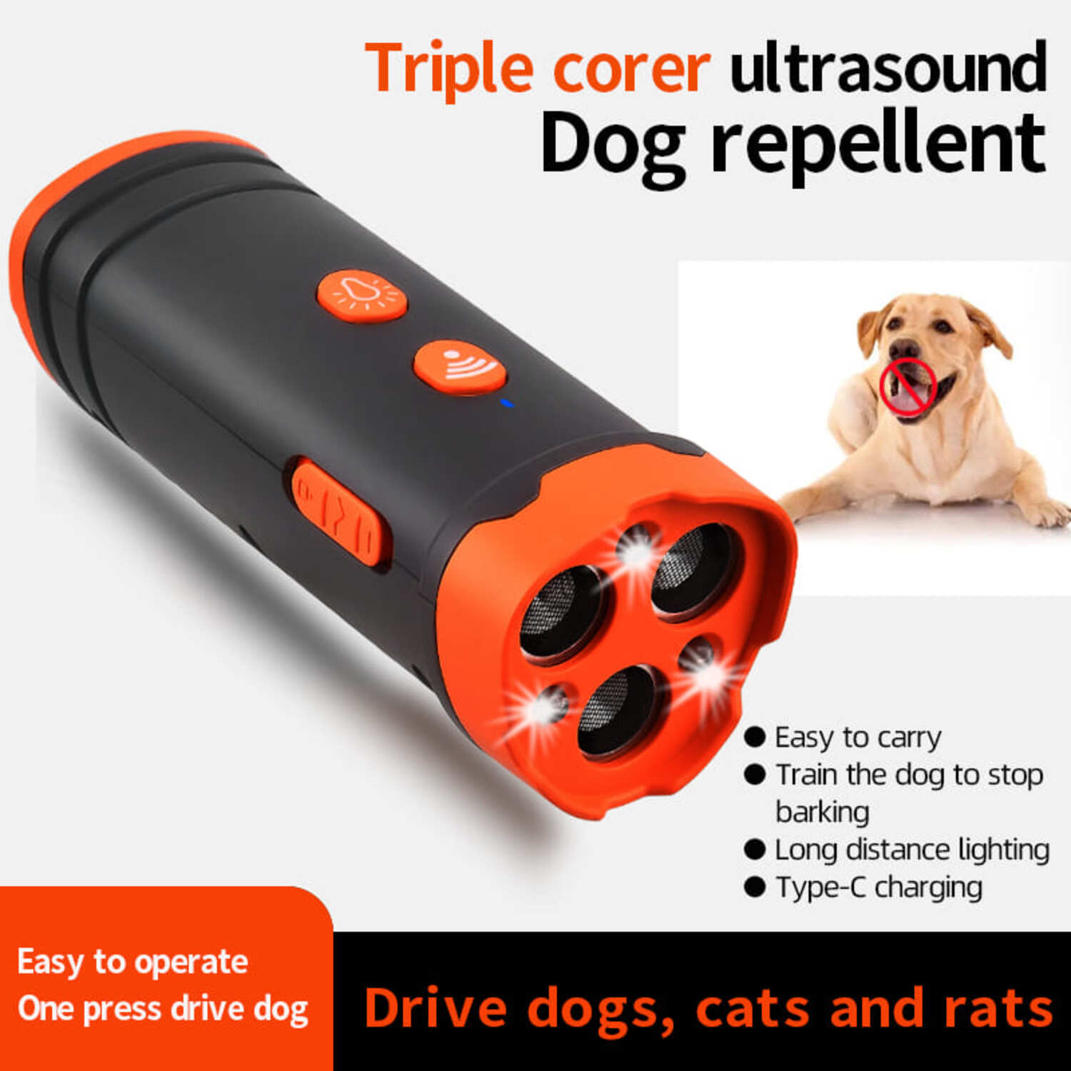 Ultrasonic Dog Bark Deterrent Device Stops Bad Behavior, Anti Barking Barking Silencer Long-Range Indoor Outdoor