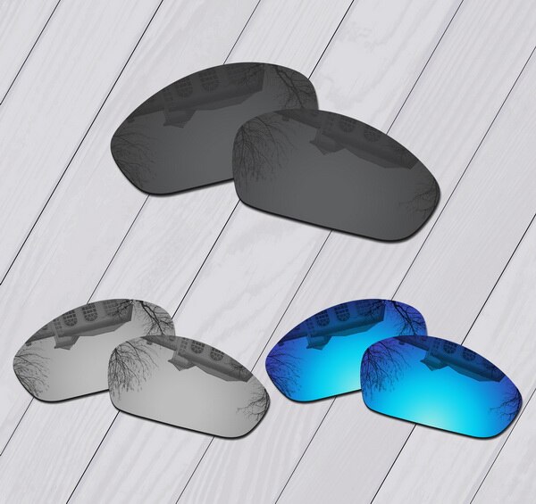 E.O.S Polarized Enhanced Replacement Lenses for Oakley Monster Dog Sunglasses - Multiple Choice: Black-Silver-Blue
