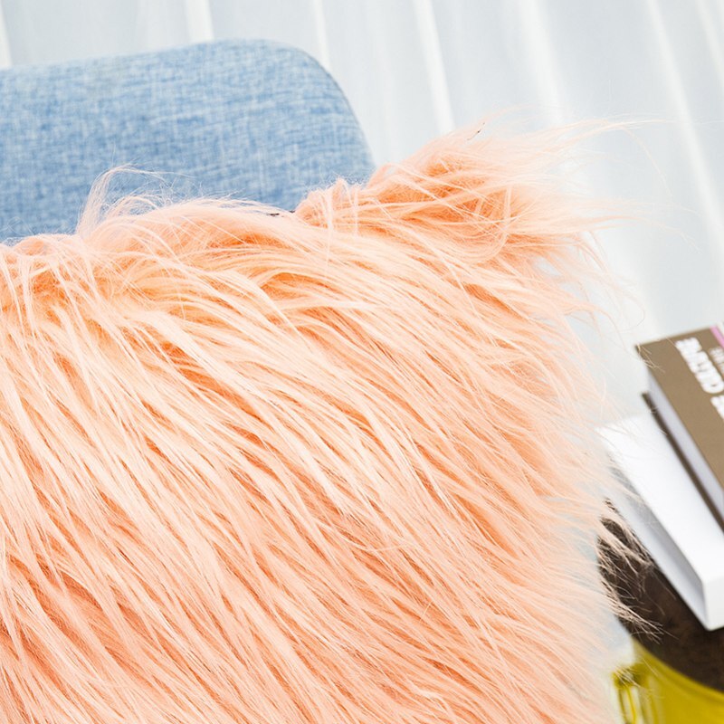 1PC Nordic Posh Style Home Decor Super Soft Plush Mongolian Faux Fur Throw Pillow Cover Cushion Case Pillowcase Square D