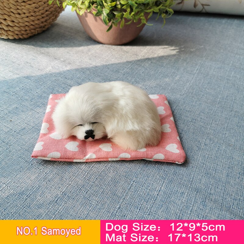 Realistisk sovande hund naturtrogen valp simulering plysch leksak djur figur hem bil kontor dekoration prydnad barn docka: Nr .1 samojed