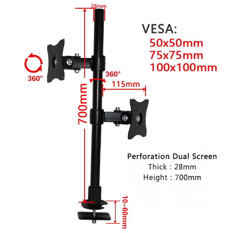 360 Degree Monitor Desktop Stand 17"-25" Monitor Holder Monitor Arm Full Motion Monitor Mount Bracket 100x100 Vesa Mount