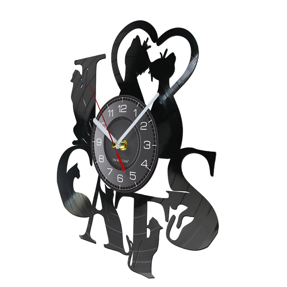Horloge murale I Love chats noirs | Disque vinyle, Art mural, amusant chaton Kitty, Vintage, chauffant de maison pour chats amoureux