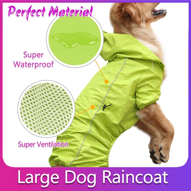 Large Dog Raincoat Cloak Golden Retriever Clothes Medium Big Dog Rain Coat Winter Costumes Waterproof Jumpsuit For Labrador