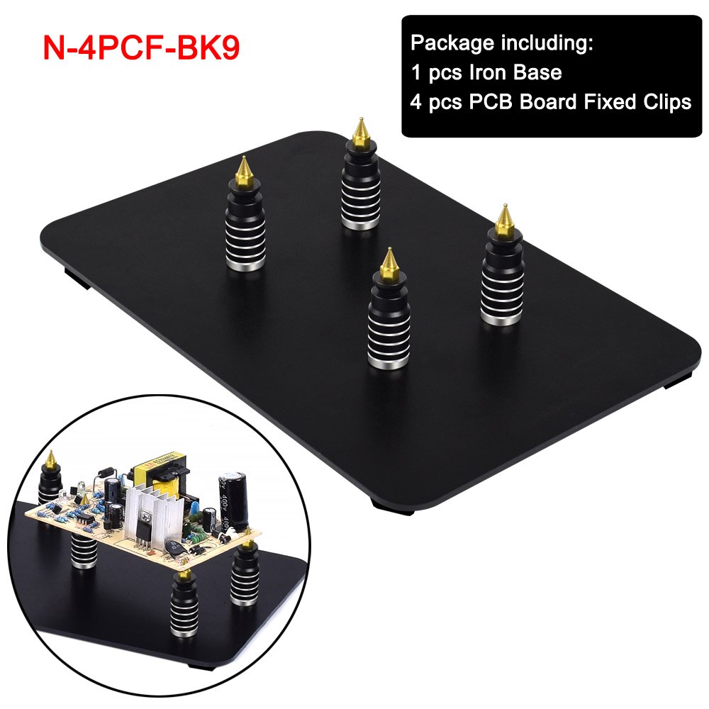 NEWACALOX Helping Hands Third Hand Soldering Station for PCB Holder 4 Flexible Magnetic Arms with 3X LED Magnifier Welding Tool: N-4PCF-BK9
