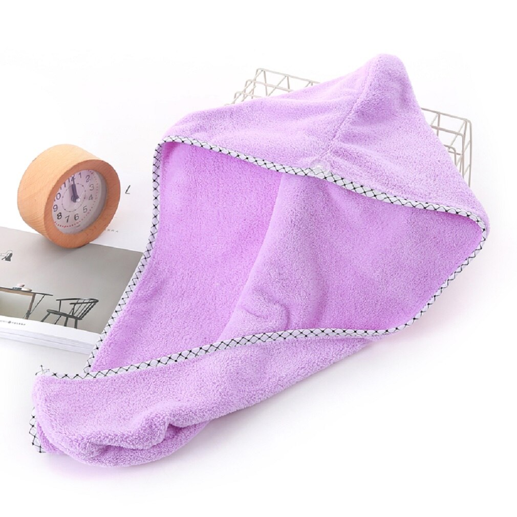 Gorro de pelo de secado largo Toalla de secado de cabello súper absorbente de secado rápido, Toalla de baño de microfibra más gruesa, gorro para el cabello, toalla turbante de salón, sombrero de baño: Morado