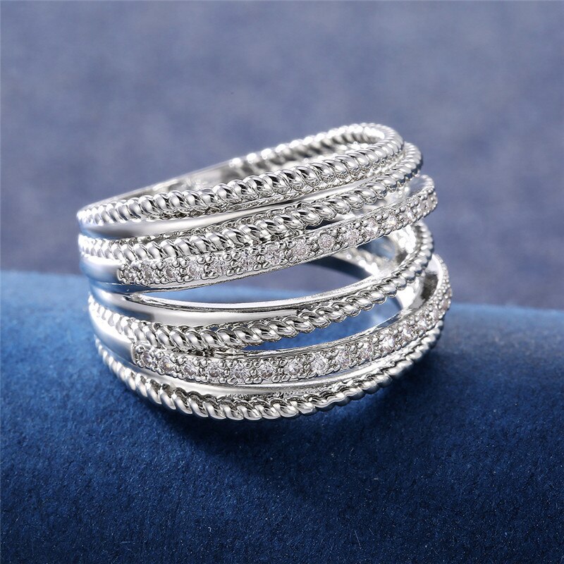 Trendy Sieraden Multi-layer Ringen Voor Vrouwen Micro Zirconia Charms Bridal Wedding Engagement Meerdere Rij Vinger Ringen