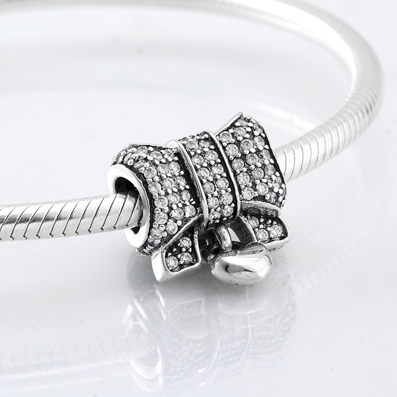 2018 di modo delicato 925 sterlina d'argento arco zircone Misura branelli Europei del Braccialetto di Fascino Monili che fanno