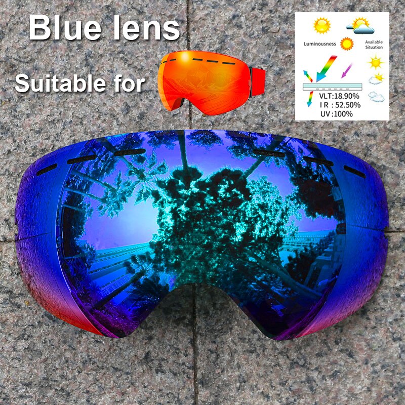 PHMAX-Lentes de repuesto para gafas de esquí normales, lentes de visión nocturna, amarillas, antivaho, Multicolor, solo aplicable a XJ-01: Blue Lens