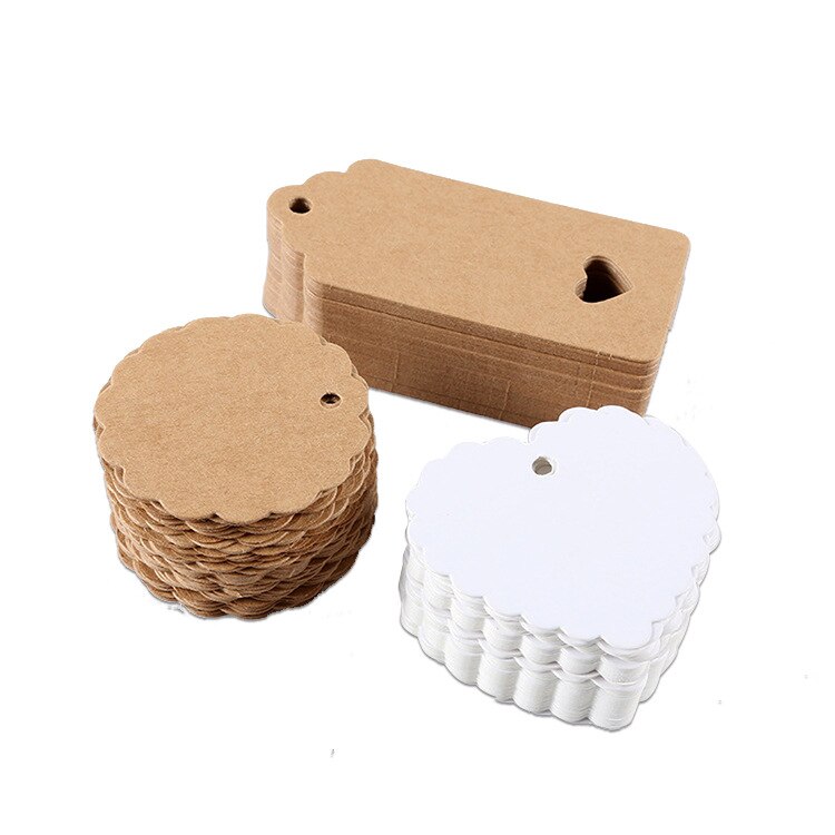 Etiquetas de papel hecho a mano con hilo de yute, Papel Kraft Natural, etiquetas de , papelería para manualidades, bricolaje, 200 Uds.