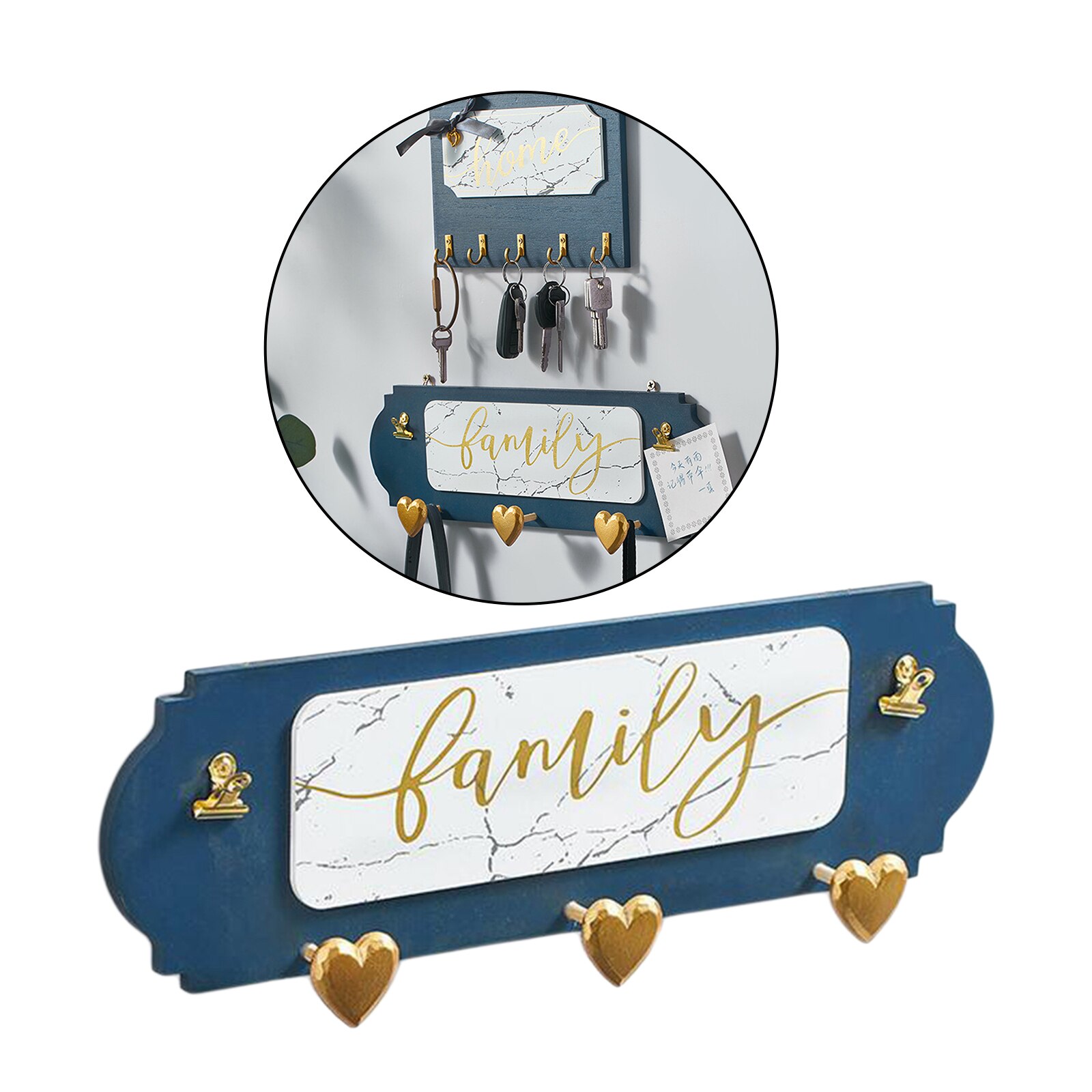 Wooden Wall Sign Plaque with Hooks Wall Mounted Holder Rack Home Decor