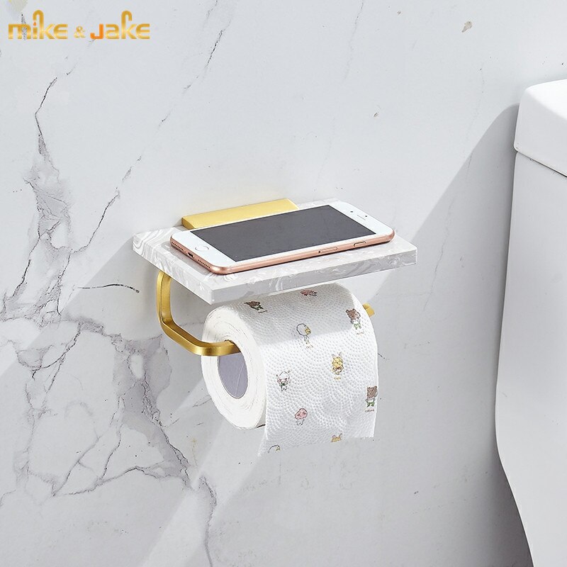 Lys luksus guldmarmor toiletpapirholder aluminium toiletpapirholder toiletpapirholder mobiltelefonholder toiletpapir