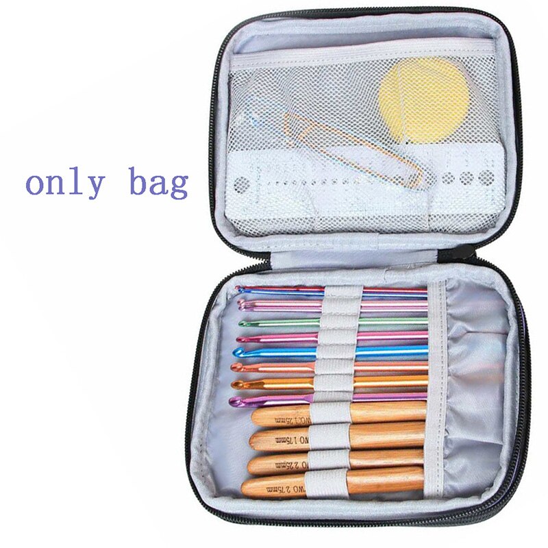 Crochet Hook Case Organizer Zipper Bag Web Pockets Various Crochet Needles Knitting Accessories Storage Tool Embroidery Tool Bag