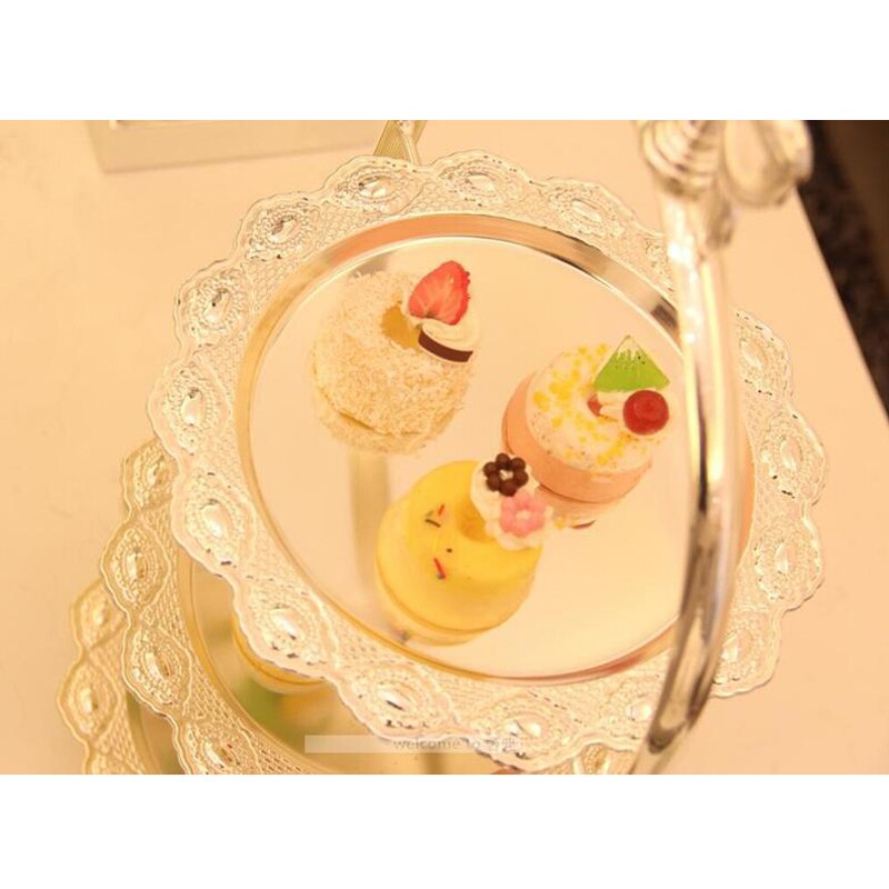 Silver Dessert Plates Cake Dish Cupcake Cake Stand Plate Fruits Tray Pallet Decoration Wedding Party Dishes Plates 09901