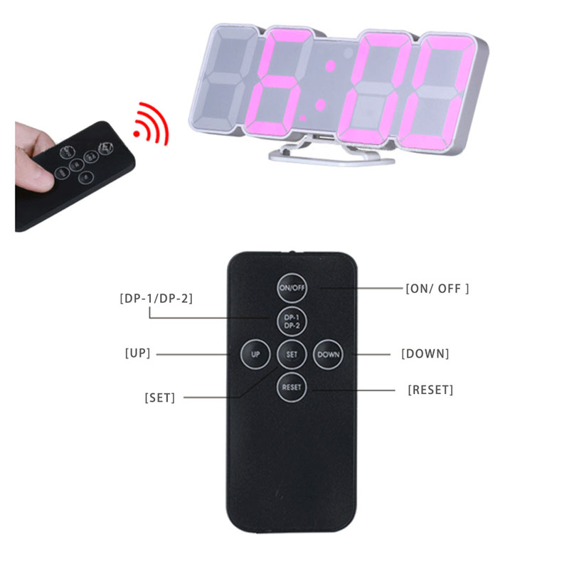 3D Wireless Remote Digital Wall Alarm Clock,115 Color Variations Of Led Digital, Voice Control Mode,Controller