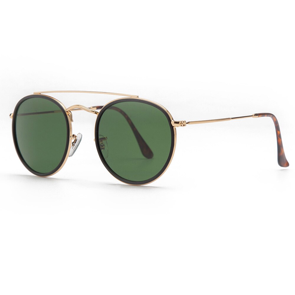 vintage round double bridge sunglasses men women 51mm glass mirror or plastic lens polarized brand style UV400