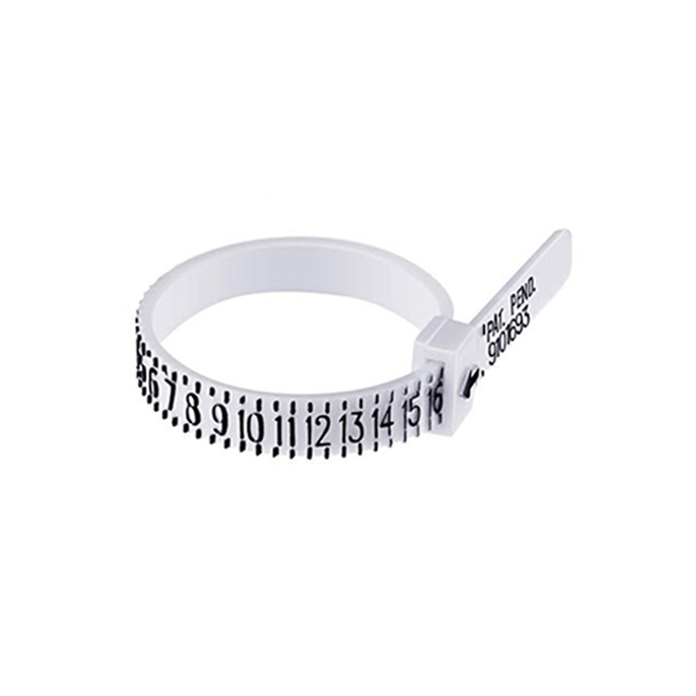 Nouvelle taille de bague règle boucle main mesure outil cercle nous taille de bague mesure jauge de doigt pour testeur de bande d'anneau: WHITE