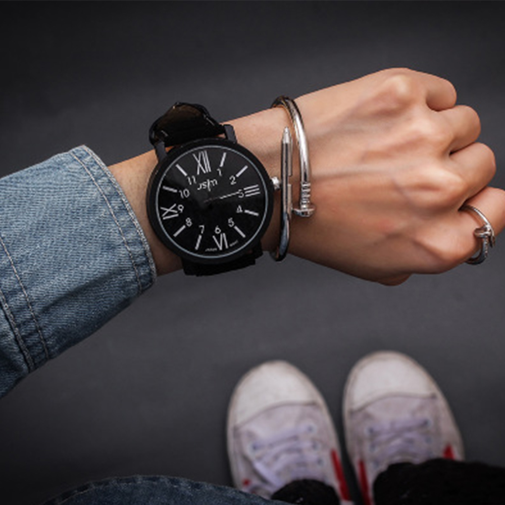 Liefhebbers Polshorloge Heren Dames Armband Horloges Vrouwelijke Quartz Horloges Klok Dames Horloge Paar Romeinse Horloges: Black