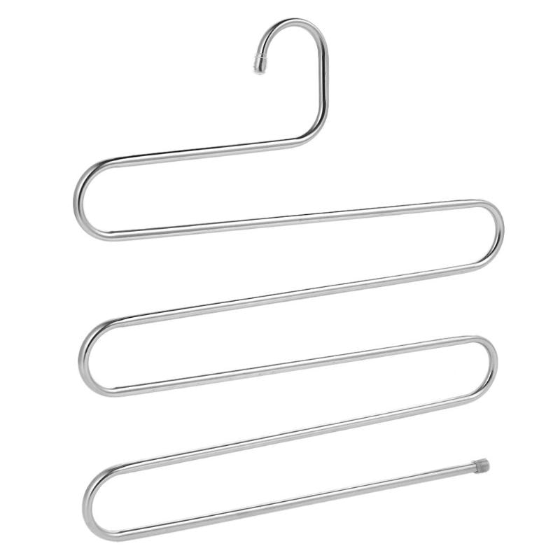 Roestvrij Staal Kleding Broek Hanger Saving Ruimte Closet Riem Houder Rack S-Type 5 Lagen Organizer Hangers Voor Kleding