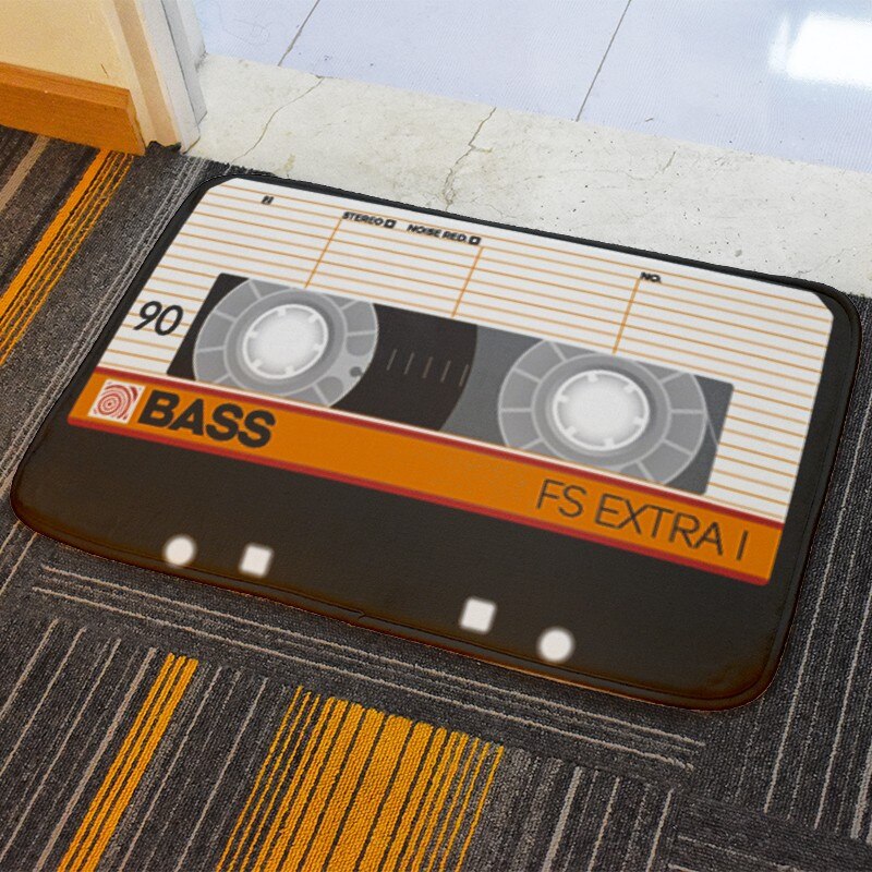 Felpudo antideslizante con cinta musical para decoración de puerta, Alfombra de franela gruesa con patrón de tendencia de Hip-hop, para baño y sala de estar