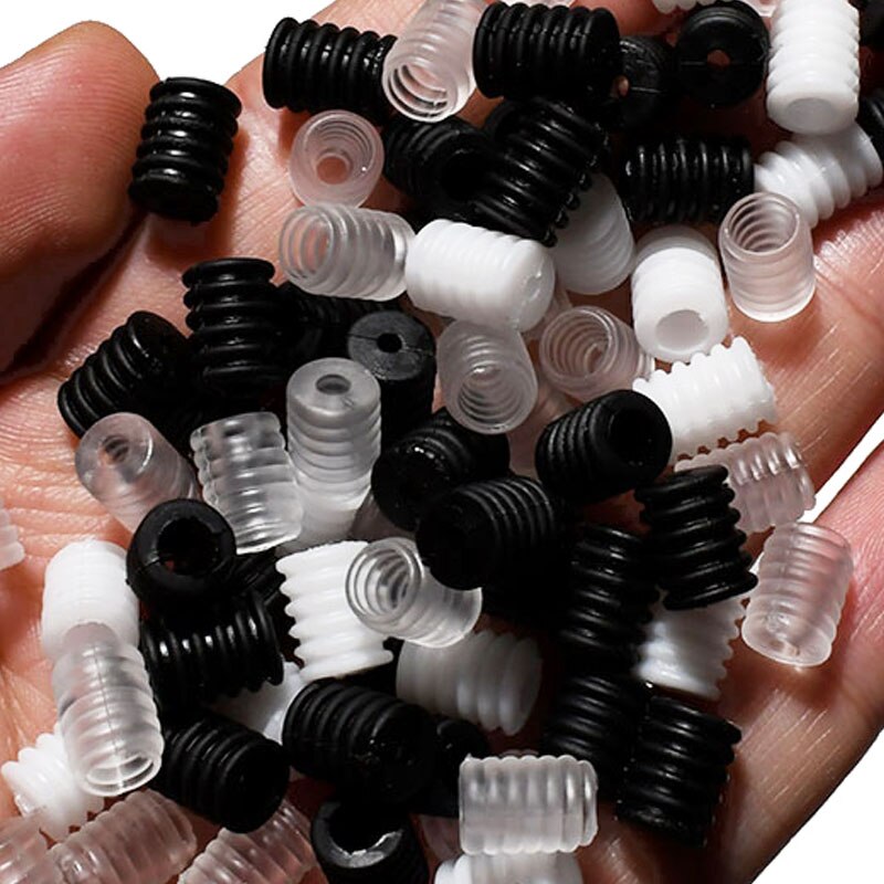 5000 stücke/Silikon Schnur Sperre Perlen Gummiband Erzähler Schnur Silikon Stopper Umschalten für ohr schleife cierre de Kordon silicona