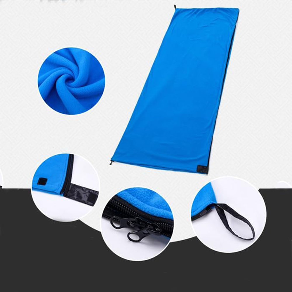 Draagbare slaapzakvoering Microfiber fleece reislaken Slaapzak Campingdeken met ritssluiting voor buiten kampeertentbed