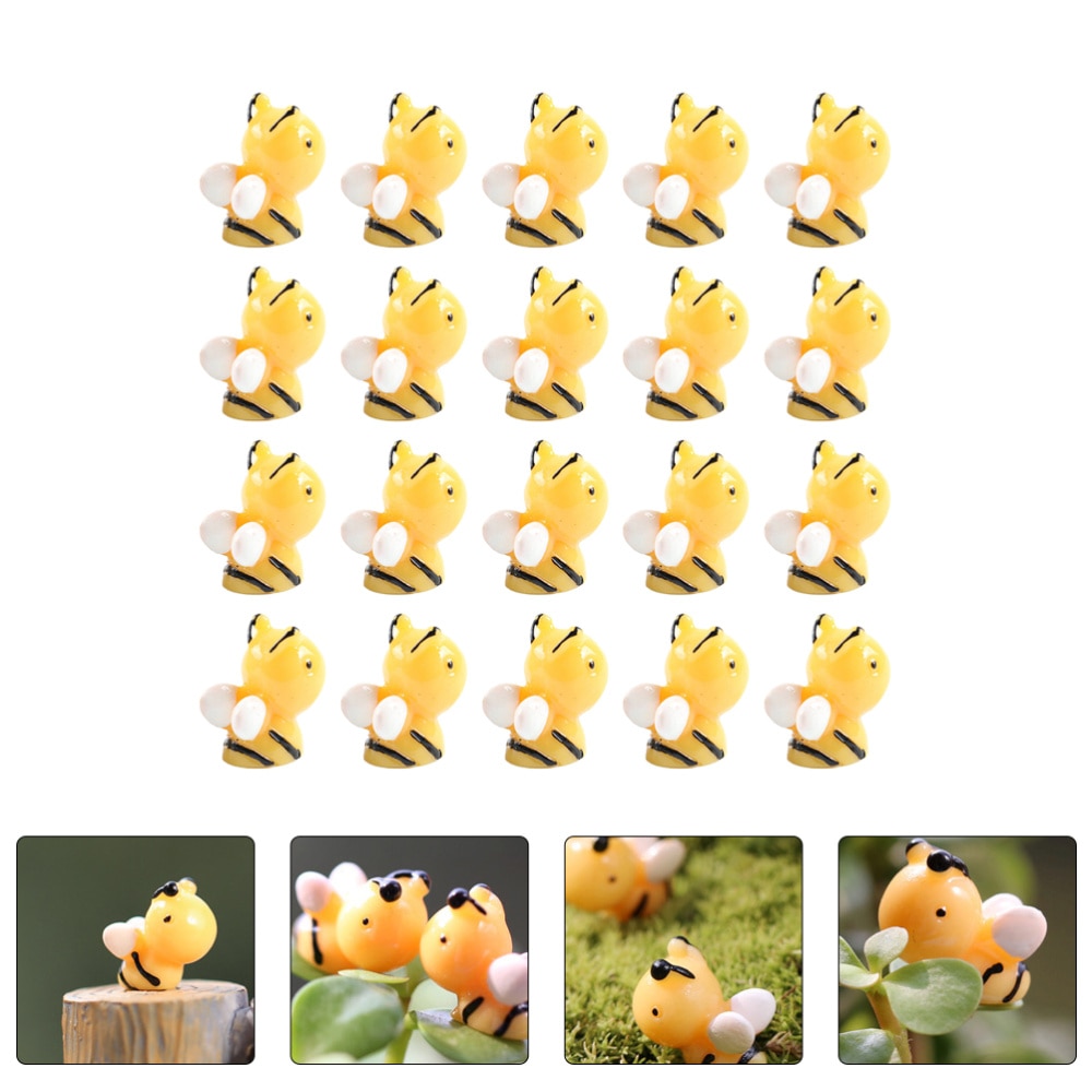 20Pcs Mini Miniature Decoration Outdoor Garden Indoor Resin Bee Mini Bee