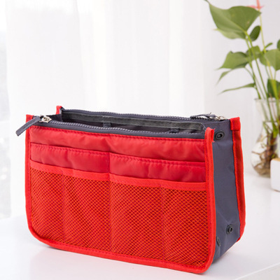 UOSC Organizer Bag Women Nylon Travel Insert Organizer Handbag Purse Large Liner Lady Makeup Cosmetic Bag Female Tote: red