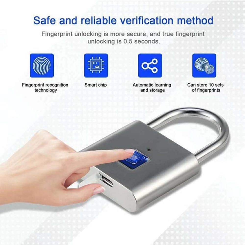 Fully Automatic Wardrobe Luggage Cabinet Lock Smart Padlock Modern Simplicity Drawer Biometric Locks Office Black/Silver Travel