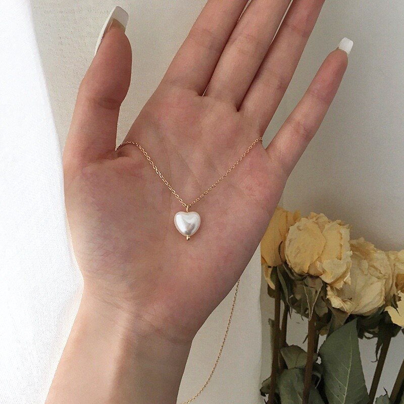 Collana girocollo di perle imitazione per donna perline estive doppio strato moda collo gioielli regalo per amico gioielli con ciondolo di perle: F