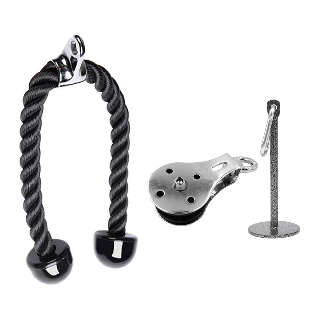 3Set Pulley Cable System Gym Fitness LAT Pull Down Rope Loading Pin Weight Stand