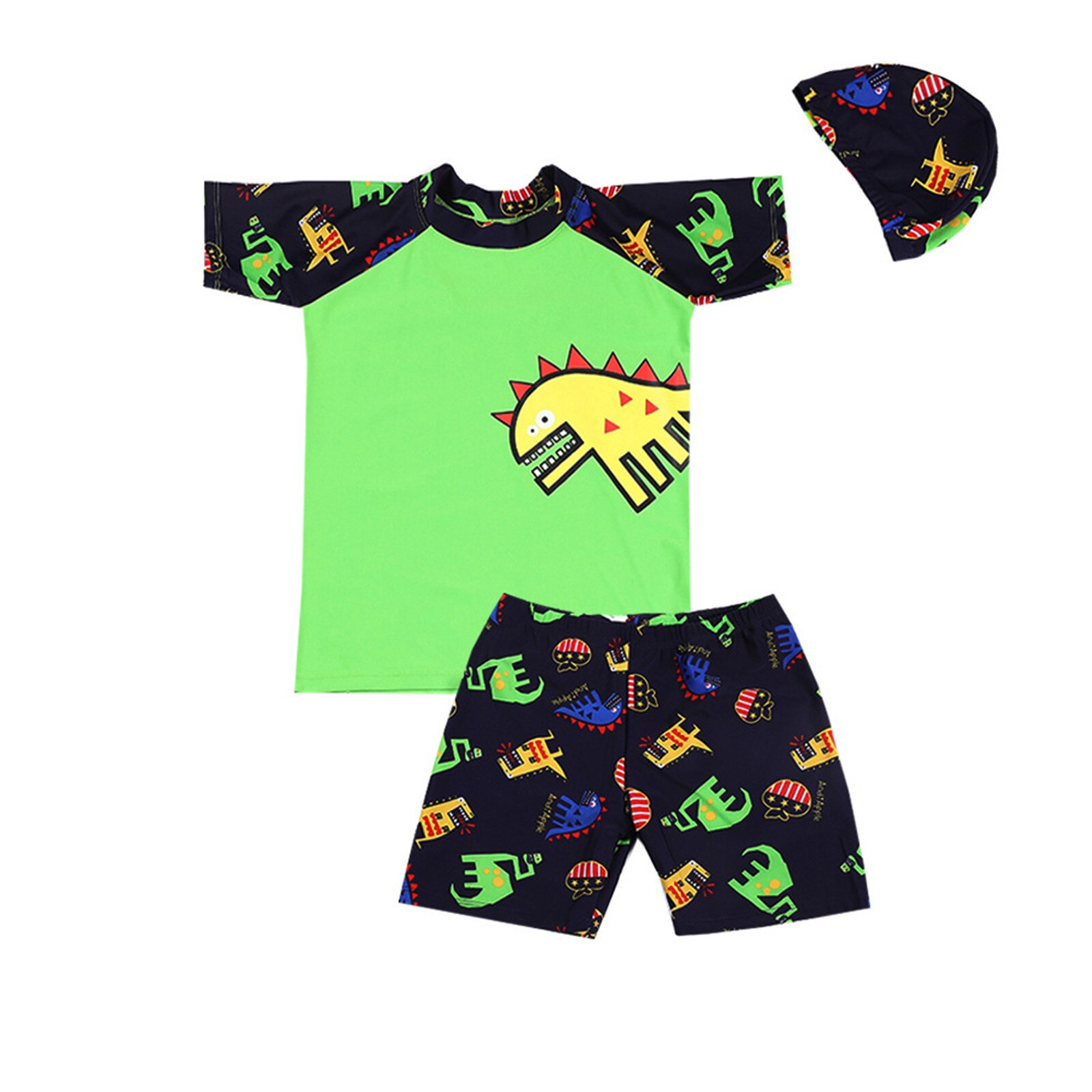 Baby Jongens Cartoons Badpak 3Pcs Cap Zomer Baby Peuter Kind Badmode Cartoon Dinosaurus Badpak Zwemmen Baby Beachwear: 3-5 Years