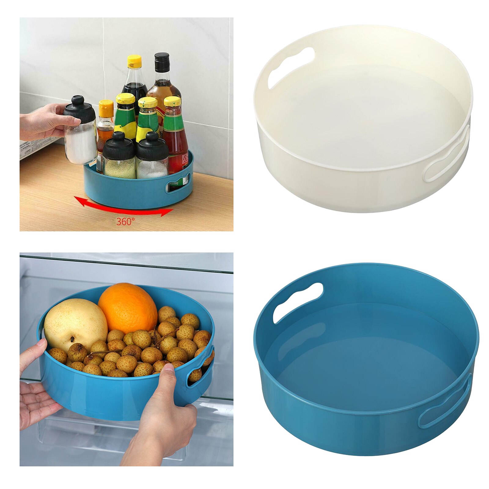 Plateau tournant pour bouteilles d&#39;épices, 360 récipients de rangement antidérapants pour la cuisine et la salle de bain
